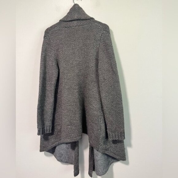 Sisley Grey Wool Blend Knit Open Front Long Cardigan Coat OS - Picture 13 of 15